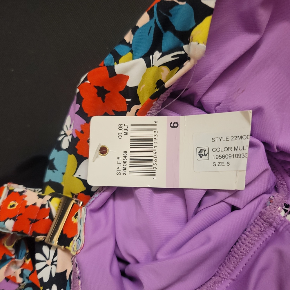 NWT Anne Cole Multi Color Floral Halter One-Piece Swimsuit Size 6 - Picture 9 of 9